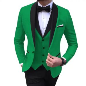 Classic Men Suits Slim Fit Groom Tuxudo Wedding Suit Best Man Formal 3 Pieces Set ( Blazer+Vest+Pants+Bow Tie ) - Image 5