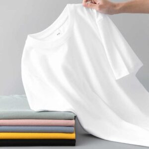 Short sleeved T-shirt men's basic style solid color upper garment half sleeved base shirt round neck - Image 6
