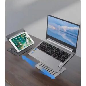Fully Folding Height Adjustable Aluminium Portable Desktop Laptop Stand - Image 6