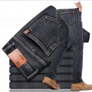 Pure black men's business casual jeans new stretch slim straight leg pants - Image 6