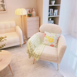 Nordic style white art Wool Sofa chair modern living room Leisure lounge Chair furniture single sofa armchair - Image 3