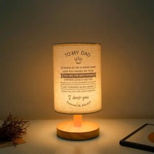 Bedside Table Lamp - Modern Nightstand Lamp with Linen Fabric Shade Wooden Desk Lamps for Bedrooms, Office - Image 5