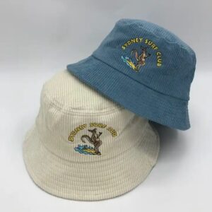 Corduroy Bucket Hat With Custom Embroidery Logo Design Outdoor And Surf Hats - Image 4