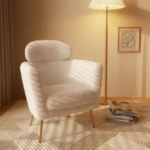 Nordic style white art Wool Sofa chair modern living room Leisure lounge Chair furniture single sofa armchair - Image 1