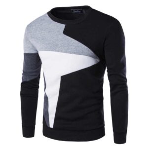 Men's Spring-Inspired Casual Long-Sleeved Pullover Hoodie O-Neck Knitted Polyester Geometric Pattern for Autumn - Image 4