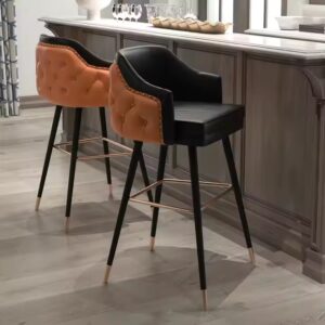 MGF Quality Guaranteed Scandinavian Modern Style Luxury Leather Sofa Upholstered Backrest Bistro Counter Bar High Stool Chair - Image 4