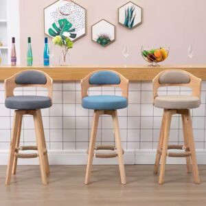 MGF New Industrial Oak Wooden Leg Pu Leather Cushion Bar Stool With Backrest Restaurant Cafe Kitchen Counter Dining High Chair - Image 4
