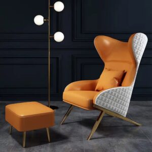 Nordic leisure single sofa chair pink modern living room lounge recliner chairs Luxury stainless steel lazy chair - Image 4
