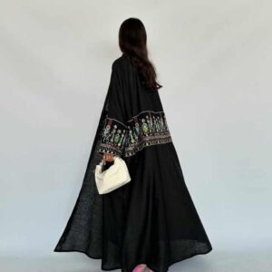 Saudi Abaya New Arrivals Embroidery Robe Abaya Pour Femmes Green Black Luxury - Image 5