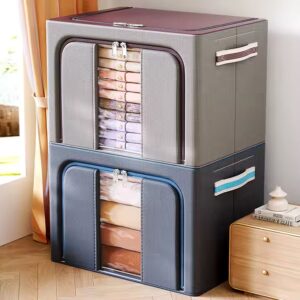 Cloth Steel Frame Folding Fabric Storage Box Bins Organizer For Clothes Boxes Basket Bedding Storage Bag - Image 1