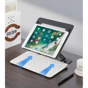 Fully Folding Height Adjustable Aluminium Portable Desktop Laptop Stand - Image 5