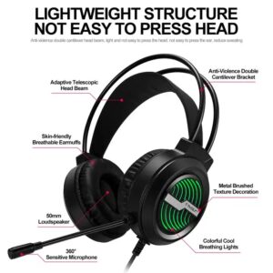 T-WOLF H130 RGB Backlit Gaming headset headphones 3D surround sound usb wired noise cancelling gaming headset earbuds headphones - Image 6
