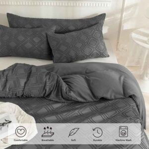 Luxury Solid Color Quilt Set Jacquard Tufted Cover Bedding set Boho Microfiber 3pc Tufted Duvet Cover Set for king size bed - Image 3