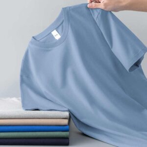 Short sleeved T-shirt men's basic style solid color upper garment half sleeved base shirt round neck - Image 1
