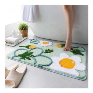 Non Slip Daisy Flower Bath Rugs Machine Washable Cute Bathtub Mat - Image 1