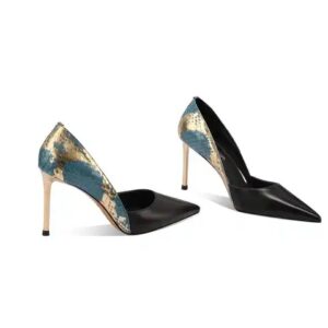Black Blue Snake Skin Pointed Stiletto Heel Toe High Heel Sandals Pumps Women Shoes - Image 7