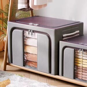Cloth Steel Frame Folding Fabric Storage Box Bins Organizer For Clothes Boxes Basket Bedding Storage Bag - Image 4