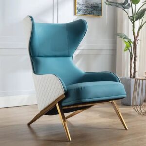 Nordic leisure single sofa chair pink modern living room lounge recliner chairs Luxury stainless steel lazy chair - Image 6
