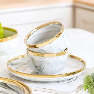 Hot Sale Nordic Color Glaze Marble Gold Rim Dinner Plate Set Sustainable Porcelain Ceramic Crockery Tableware Eco-Friendly - Image 6