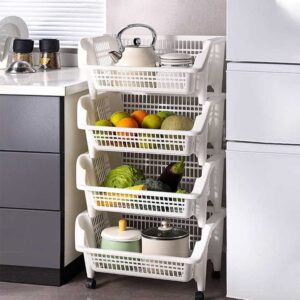 Household Kitchen Plastic Large Opening Multi-layer Vegetable Basket Organiser Stackable Storage Holders & racks - Image 5