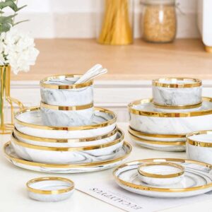 Hot Sale Nordic Color Glaze Marble Gold Rim Dinner Plate Set Sustainable Porcelain Ceramic Crockery Tableware Eco-Friendly - Image 4