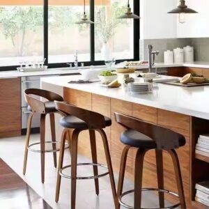 Morden Style Hot Sell wood design dining chair Cheap China Garage Chair Hight Adjustable Barstool Set - Image 6