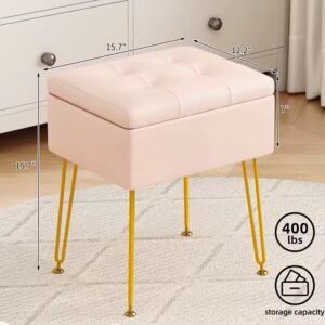 Modern Style Soft Leather Vanity Stool Ottoman with Storage Wood for Kitchen Living Room Bathroom Bedroom Home Office Table - Image 3