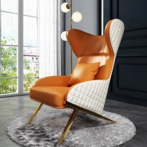 Nordic leisure single sofa chair pink modern living room lounge recliner chairs Luxury stainless steel lazy chair - Image 1