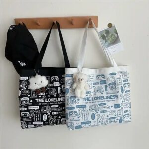 Women's Summer single Shoulder Handbag for College Student custom logo accept crossbody premium canvas tote bag - Image 4
