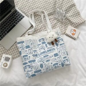 Women's Summer single Shoulder Handbag for College Student custom logo accept crossbody premium canvas tote bag - Image 5