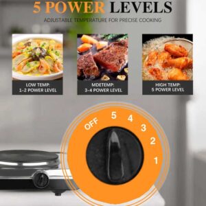 Multiple purposes independent heating regulation two-burner electric heating plate 5 power levels electric hot plate - Image 5