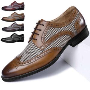 Men's Dress Shoes Leather Ventilation Lace-Up Fashion Bullock Men Shoes Formal Business Casual Dress Shoes - Image 1