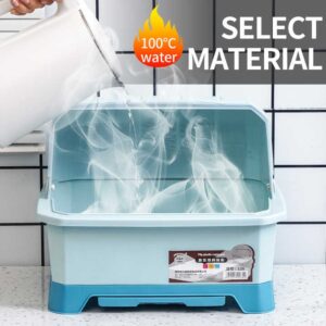 Single-layer household tray bowl spoon storage rack with plastic tray rack drain with cover kitchen storage rack - Image 4