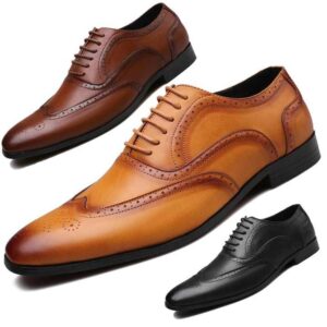 High Quality Big Size Casual Wedding Brown Leather Business Men's Dress Shoes - Image 1
