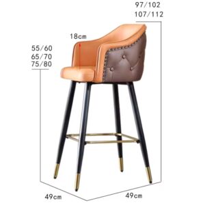 MGF Quality Guaranteed Scandinavian Modern Style Luxury Leather Sofa Upholstered Backrest Bistro Counter Bar High Stool Chair - Image 7