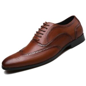 High Quality Big Size Casual Wedding Brown Leather Business Men's Dress Shoes - Image 5