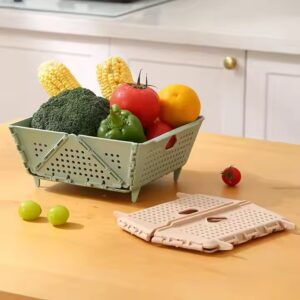 Plastic Collapsible Colander - Foldable Drain Basket With Resting Feet - Kitchen Food Strainer - Space-Saving Easy To Use - Image 6
