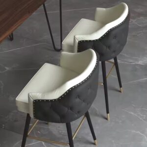 MGF Quality Guaranteed Scandinavian Modern Style Luxury Leather Sofa Upholstered Backrest Bistro Counter Bar High Stool Chair - Image 5