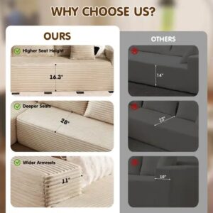 Vacuum Compressed Comfy Corduroy Fluffy Sofa Set Furniture Living Room Modular Couch Modern L Shape Sectional Sofa - Image 6