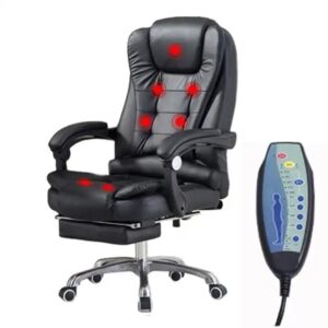 massage soft ergonomic office furniture executive recliner boss chairs luxury black PU leather office chair with footrest - Image 1