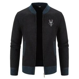 Trendy Cashmere Cardigan Men's Zipper Knitingt Fashion Slim-Fit Fleece-Lined Thickened Cotton Sweater - Image 6