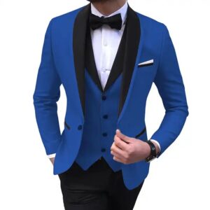 Classic Men Suits Slim Fit Groom Tuxudo Wedding Suit Best Man Formal 3 Pieces Set ( Blazer+Vest+Pants+Bow Tie ) - Image 7