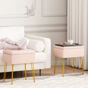 Modern Style Soft Leather Vanity Stool Ottoman with Storage Wood for Kitchen Living Room Bathroom Bedroom Home Office Table - Image 5