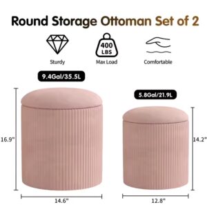 Modern Velvet round Ottoman Stool Extendable Wooden Vanity Chair for Living Room Dining Bedroom Hotel Home Storage Use - Image 4
