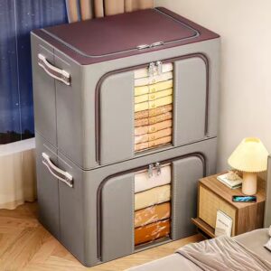 Cloth Steel Frame Folding Fabric Storage Box Bins Organizer For Clothes Boxes Basket Bedding Storage Bag - Image 7