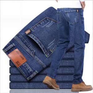 Pure black men's business casual jeans new stretch slim straight leg pants - Image 7