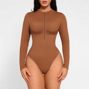 Hot Selling Seamless Body Shaper Long Sleeved Shapewear Bodysuit Slim Zipper Thong Bodysuits For Women - Image 6