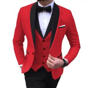 Classic Men Suits Slim Fit Groom Tuxudo Wedding Suit Best Man Formal 3 Pieces Set ( Blazer+Vest+Pants+Bow Tie ) - Image 6