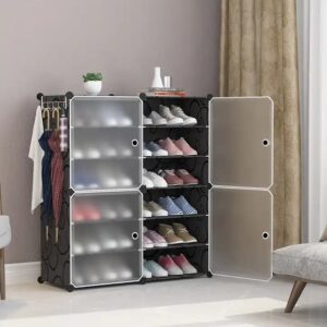 Shoe Rack 6 Tier Shoe Storage Cabinet 24 Pair Plastic Shoe Shelves Organizer for Closet Entryway - Image 7