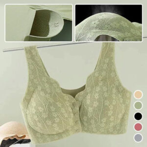 Soft Cups Before The Button In The Elderly Underwear Breathable Women Without Steel Ring Tank Top Lace Large Size Bra For Women - Image 2